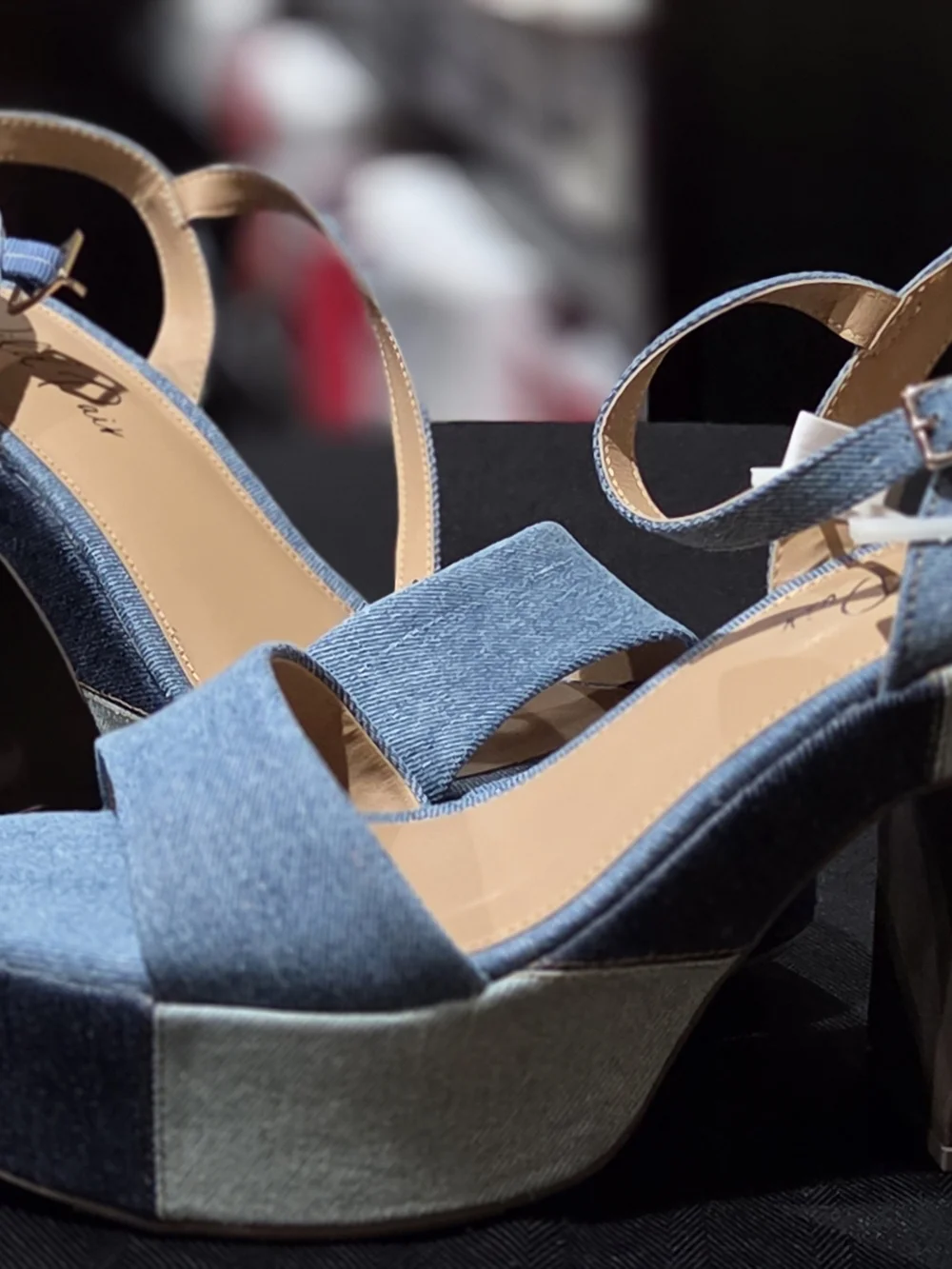 Wild Pair Vidaa Denim Platform Sandals with Ankle Strap